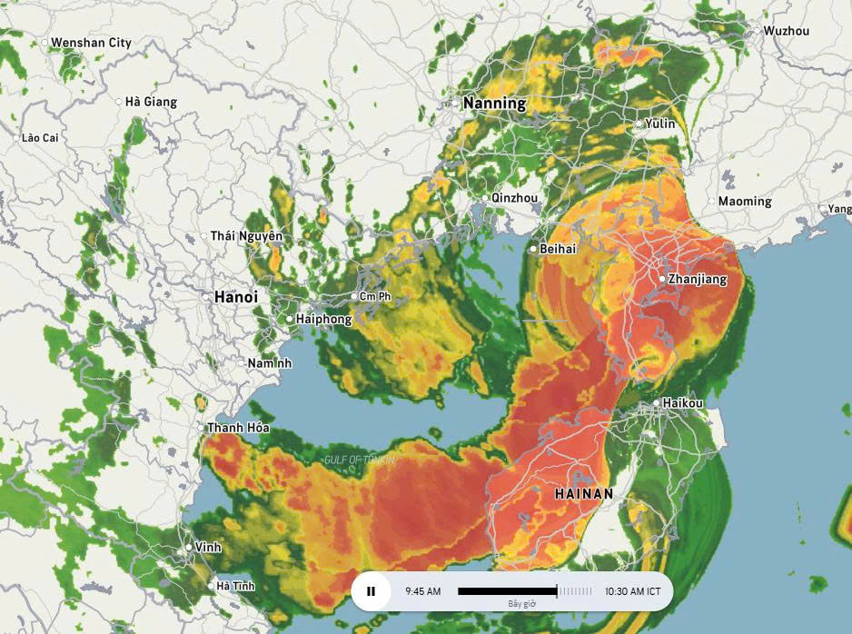Typhoon Wipha nearing Quang Ninh – Hai Phong coast